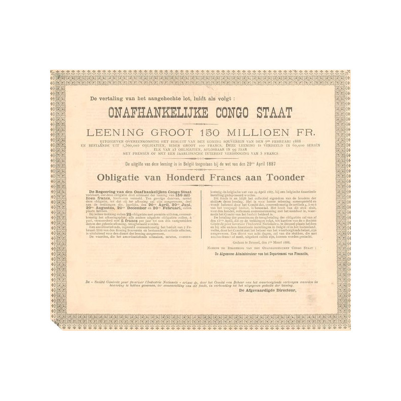 Onafhankelijke Congo Staat (Obl 100F)