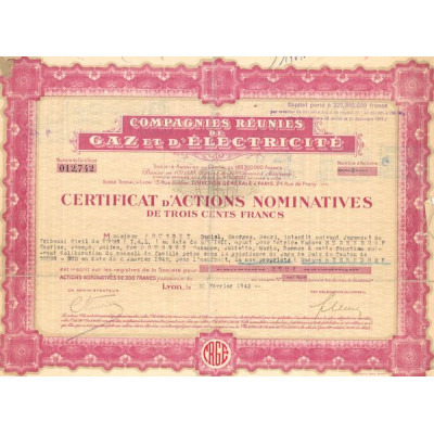 Cies Réunies de Gaz et d'Electricité (CN Act 300F)