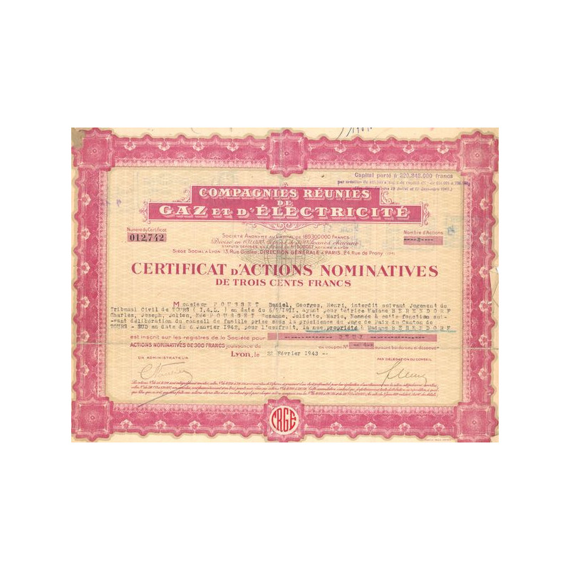 Cies Réunies de Gaz et d'Electricité (CN Act 300F)