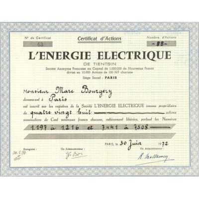L'Energie Electrique de Tientsin (CN Act 100NF)