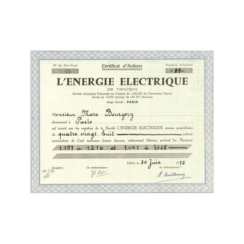 L'Energie Electrique de Tientsin (CN Act 100NF)