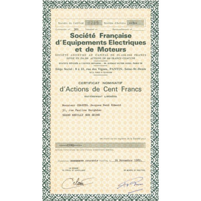Sté Française d'Equipements Electriques et de Moteurs (CN Act 100F)