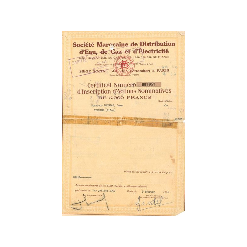 Sté Marocaine de Distribution d'Eau de Gaz et d'Electricité (CN Act 5000F)