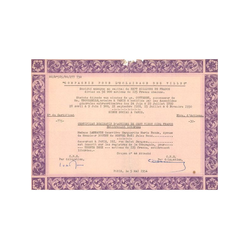 Cie pour l'Eclairage des Villes (CN) (Modele 2) Violet