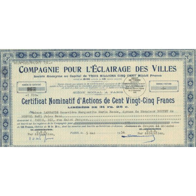 Cie pour l'Eclairage des Villes (CN) (Modele 3) Bleu