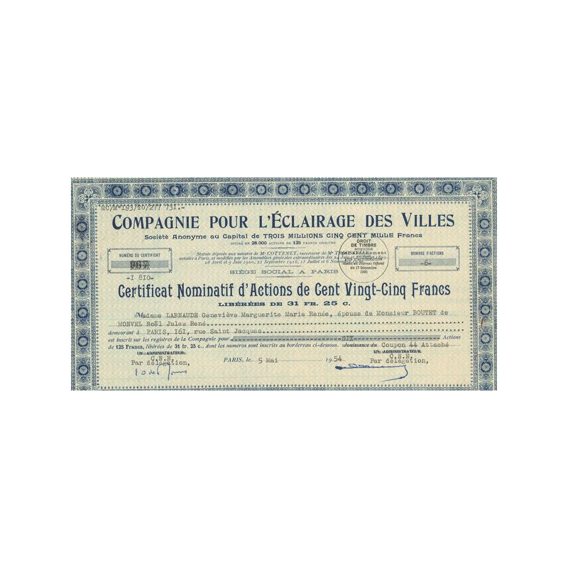 Cie pour l'Eclairage des Villes (CN) (Modele 3) Bleu