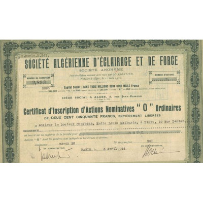 Sté Algérienne d'Eclairage et de Force (CN Act O)