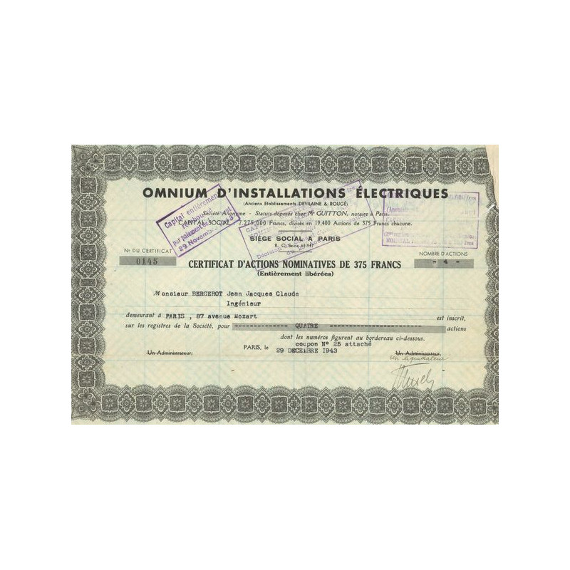 Omnium d'Installations Electriques (Anc Ets Devilaine & Rougé) (CN Act 375F)
