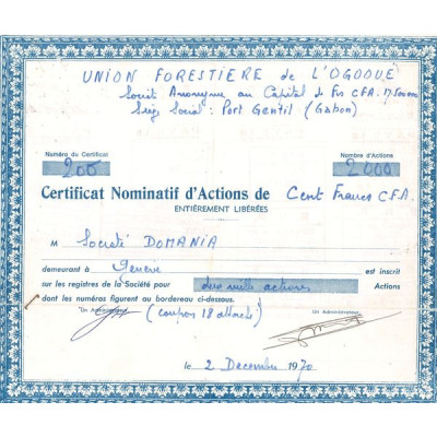 Union Forestière de l'Ogooue (CN Act 100F CFA)