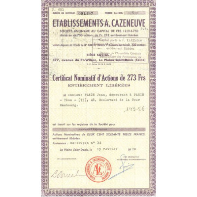 Ets A. Cazeneuve (CN Act 273F)