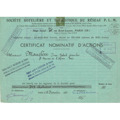 Sté Hôtelière et Touristique du Réseau P.L.M. (CN Act 300F)