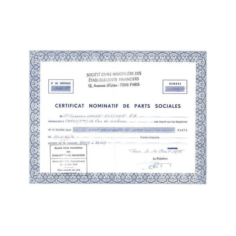 Sté Civile Immobilière des Ets Financiers (CN Act 60F)