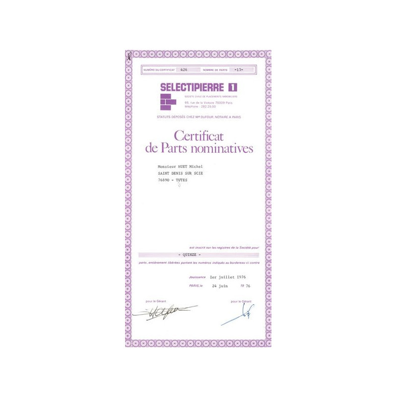 Selectipierre (Certif Nomin)