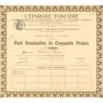 L'Epargne Foncière (CN Act 50F)