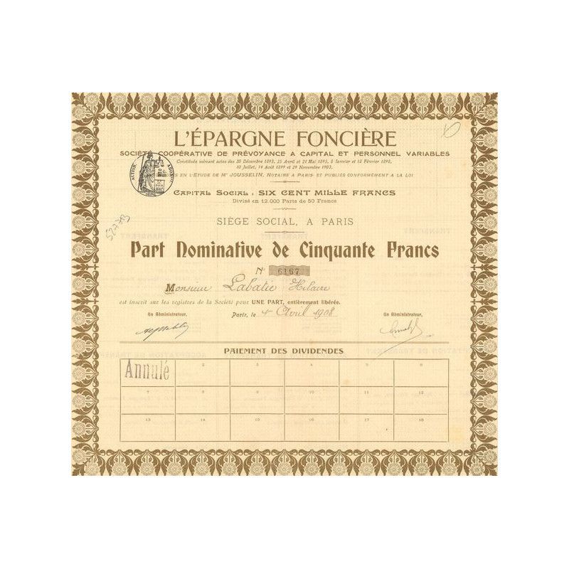 L'Epargne Foncière (CN Act 50F)