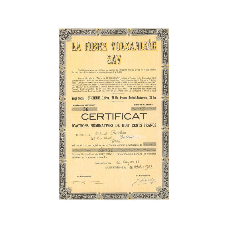 La Fibre Vulcanisée SAV (CN Act 800F)