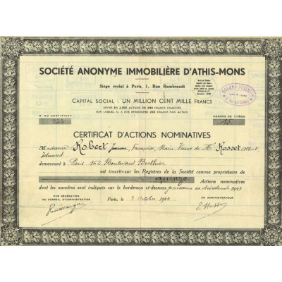 S.A Immobilière d'Athis-Mons (CN Act 500F)