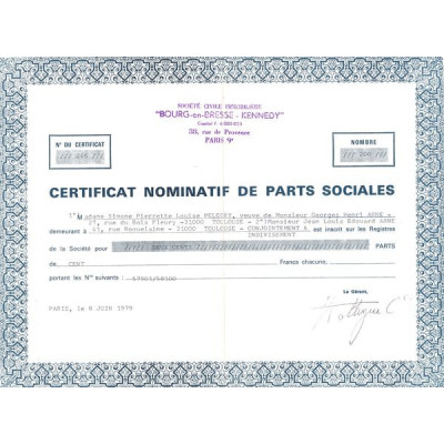 Sté Civile Immobilère "Bourg-en-Bresse - Kennedy" (CN Parts Sociales 100F)