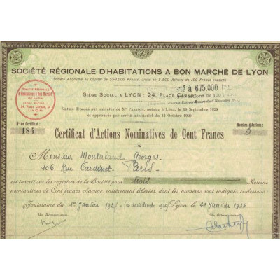 Sté Régionale d'Habitations à Bon Marché de Lyon (CN Act 100F)