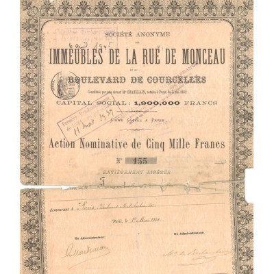 S.A des Immeubles de la Rue de Monceau et du Boulevard de Courcelles (CN Act 5000F)