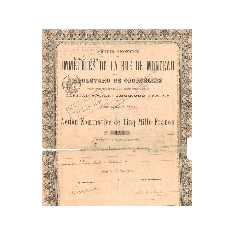S.A des Immeubles de la Rue de Monceau et du Boulevard de Courcelles (CN Act 5000F)