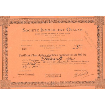 Sté Immobilère Ozanam (CN Act 500F)