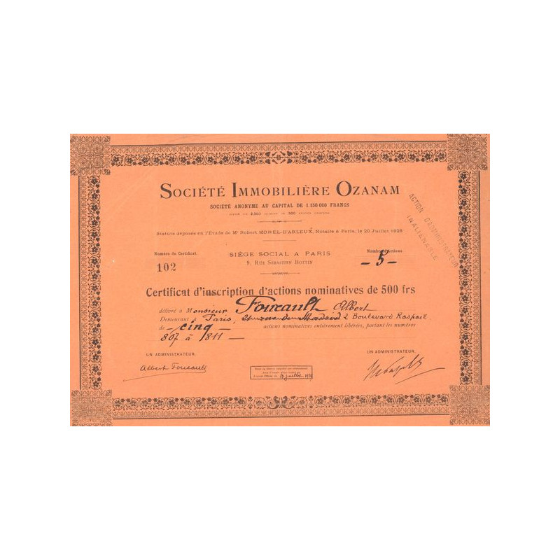 Sté Immobilère Ozanam (CN Act 500F)