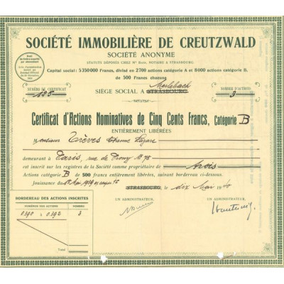 Sté Immobilère de Creutzwald (CN Act B 500F)
