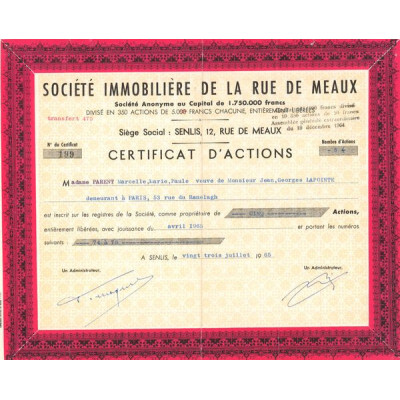 Sté Immobilière de la Rue de Meaux (CN Act 5000F)