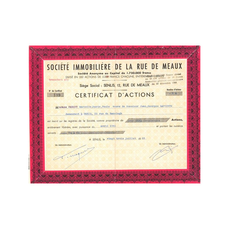 Sté Immobilière de la Rue de Meaux (CN Act 5000F)