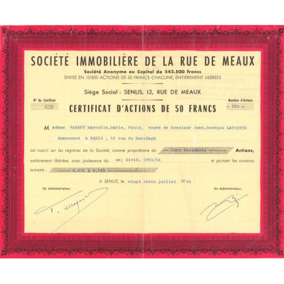 Sté Immobilière de la Rue de Meaux (CN Act 50F)