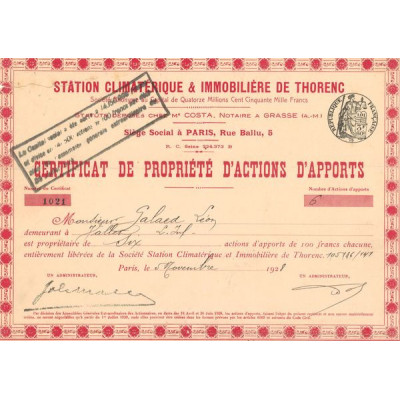 Station Climatique & Immobilière de Thorenc (CN Act 100F)