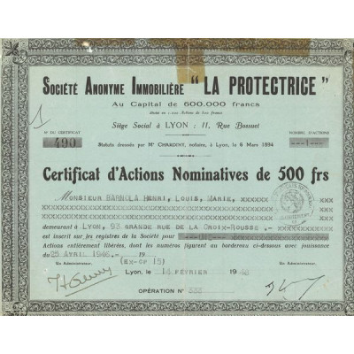 S.A Immobilière "La Protectrice" (CN Act 500F)