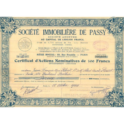 Sté Immobilière de Passy (CN Act 500F)