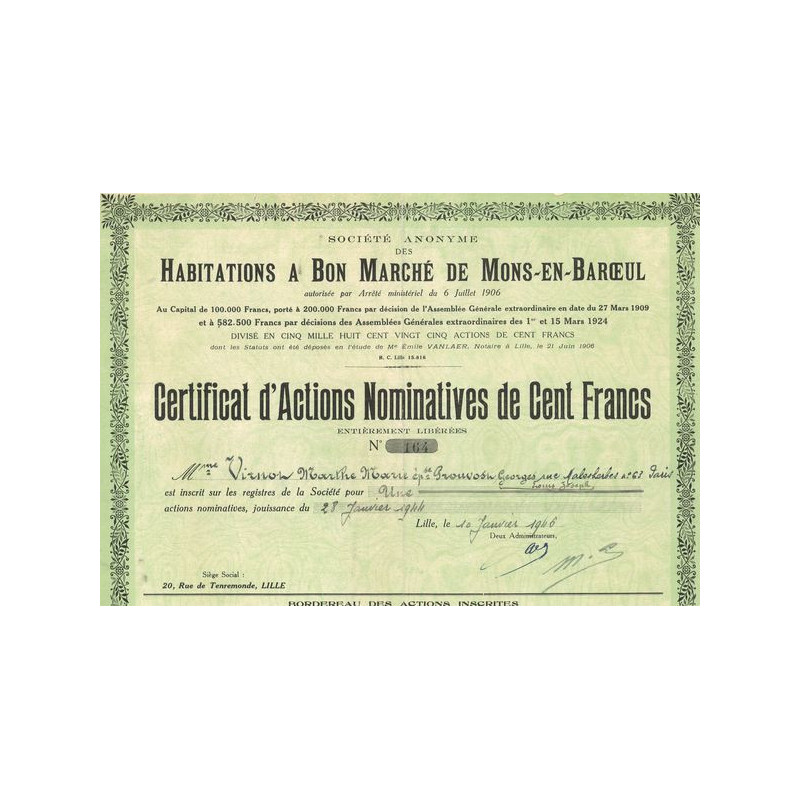 S.A. des Habitations à Bon Marché de Mons-en-Baroeul (CN Act 100F)