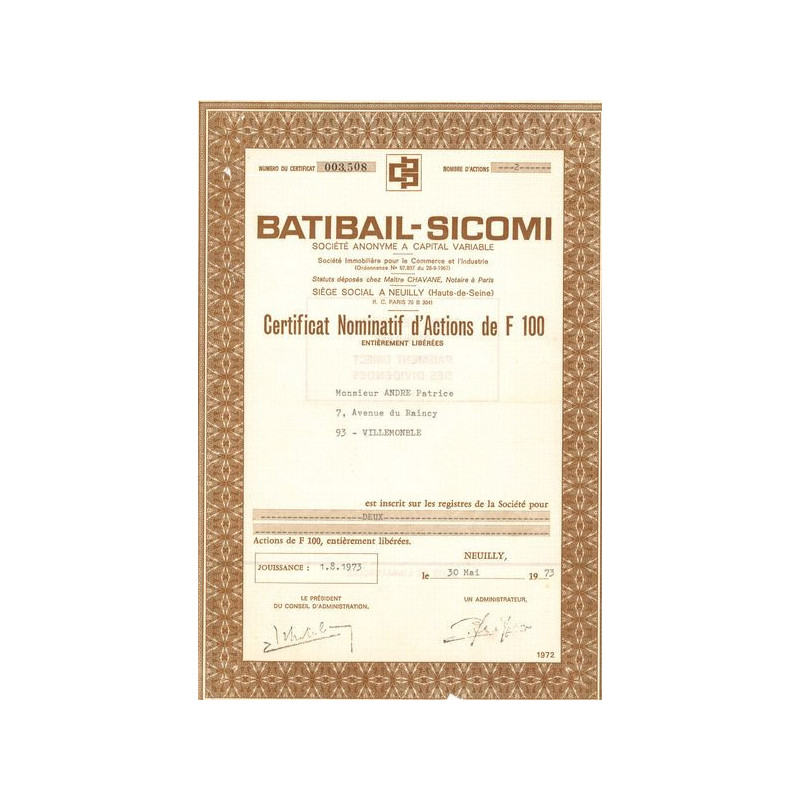 Batibail-Sicomi (CN Act 100F)