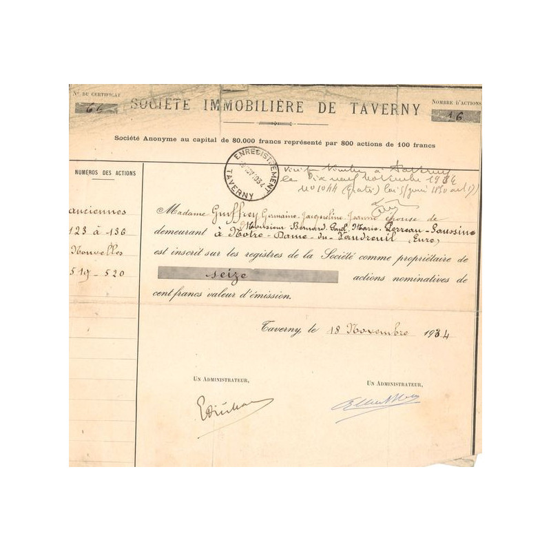 Sté Immobilière de Taverny (CN Act 100F)