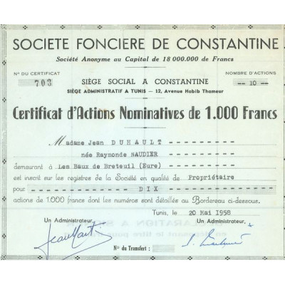 Sté Foncière de Constantine (CN Act 1000F)