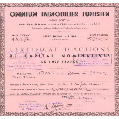 Omnium Immobilier Tunisien (CN Act 1000F)