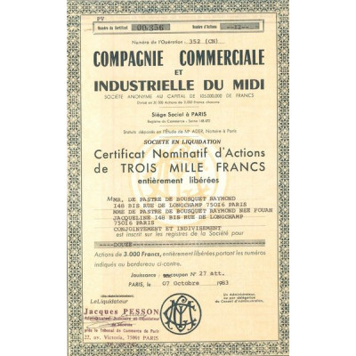 Cie Commerciale et Industrielle du Midi (CN Act 3000F)