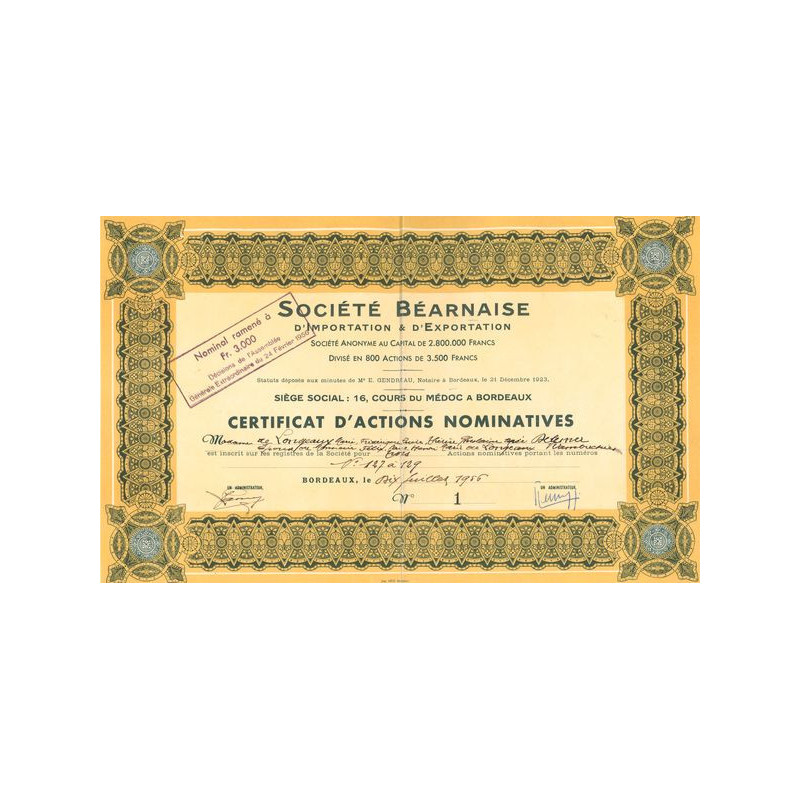 Sté Béarnaise d'Importation et d'Exportation (CN Act 3500F)
