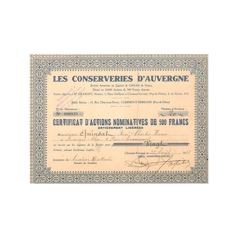 Les Conserveries d'Auvergne (CN Act 500F)