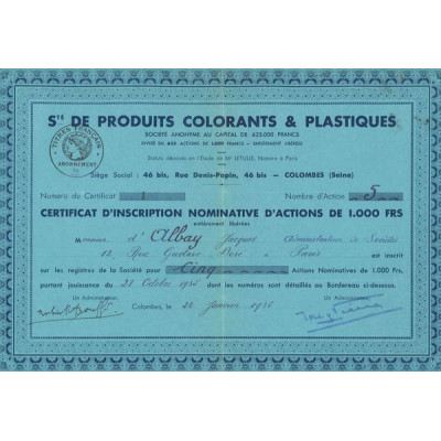 Sté de Produits Colorants & Plastiques (CN Act 1000F)