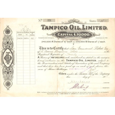 Tampico Oil Ltd (CN Act A 5£ & B 1£)
