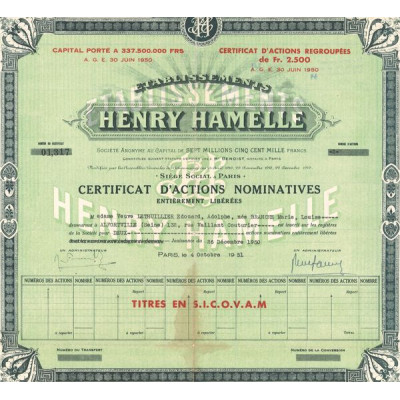 Etablissements Henry Hamelle (Certif Nomin)