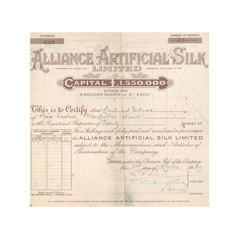 Alliance Artificial Silk Ltd (CN Act 5£)