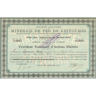 S.A des Minerais de Fer de Krivoï-Rog (CN Act 500F)