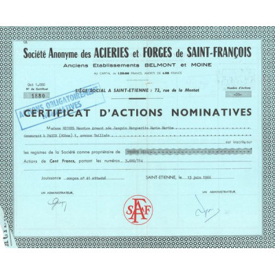 S.A. des Aciéries et Forces et Saint-François (CN Act 100F)