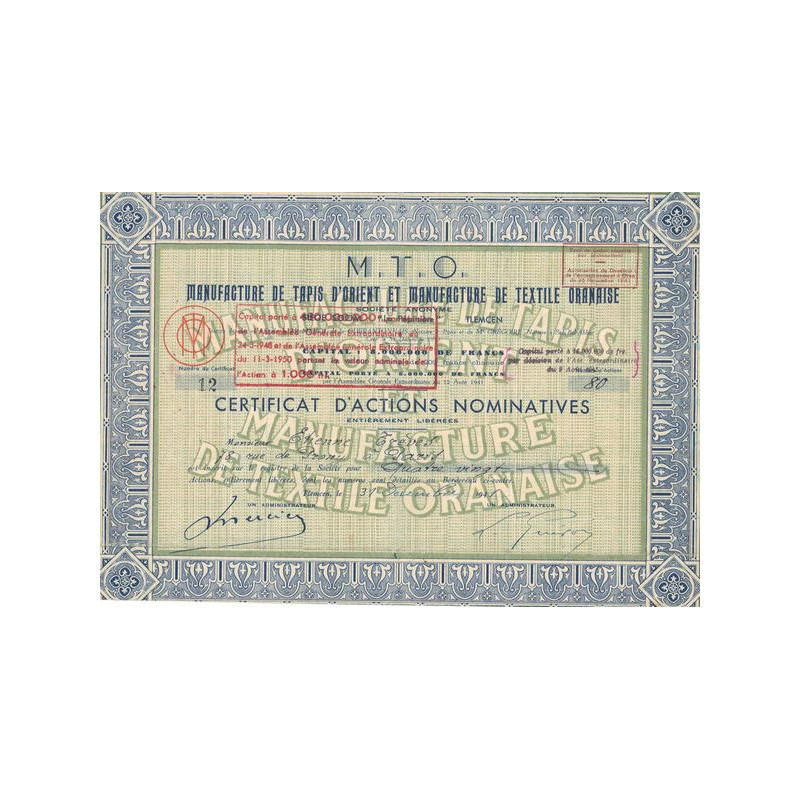 M.T.O. Manufacture de Tapis d'Orient et Manufacture de Textile Oranaise (CN Act 200F)