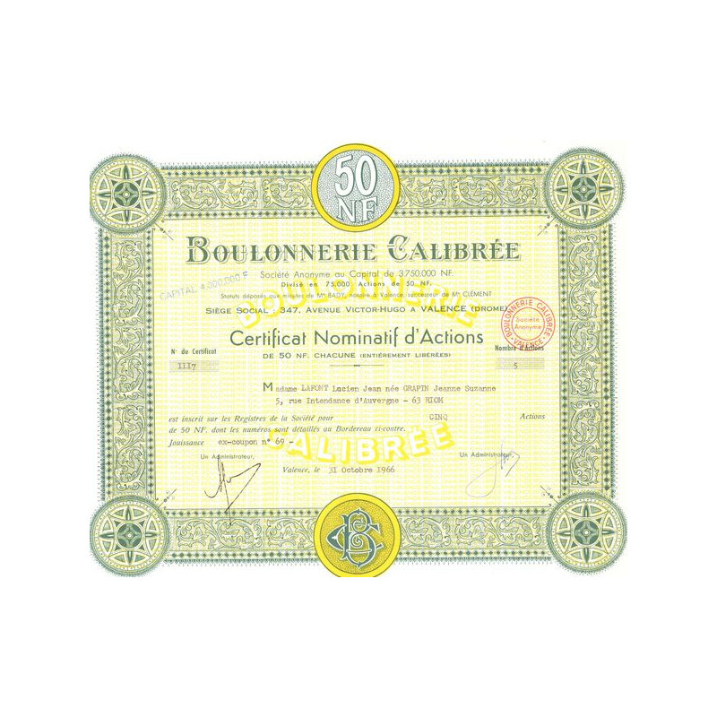 Boulonnerie Calibrée (CN Act 50NF)